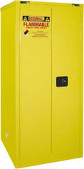 Securall Cabinets - 2 Door, 2 Shelf, Yellow Steel Standard Safety Cabinet for Flammable and Combustible Liquids - 67" High x 31" Wide x 31" Deep, Self Closing Door, 3 Point Key Lock, 60 Gal Capacity - Benchmark Tooling