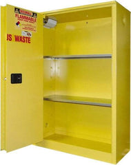 Securall Cabinets - 2 Door, 2 Shelf, Yellow Steel Standard Safety Cabinet for Flammable and Combustible Liquids - 65" High x 43" Wide x 18" Deep, Sliding Door, 3 Point Key Lock, 45 Gal Capacity - Benchmark Tooling