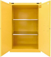 Securall Cabinets - 2 Door, 2 Shelf, Yellow Steel Standard Safety Cabinet for Flammable and Combustible Liquids - 67" High x 43" Wide x 31" Deep, Self Closing Door, 3 Point Key Lock, 90 Gal Capacity - Benchmark Tooling