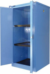 Securall Cabinets - 2 Door, 2 Shelf, Blue Steel Standard Safety Cabinet for Corrosive Chemicals - 67" High x 31" Wide x 31" Deep, Self Closing Door, 3 Point Key Lock, 60 Gal Capacity - Benchmark Tooling