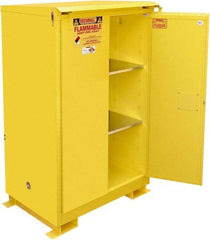 Securall Cabinets - 2 Door, 2 Shelf, Yellow Steel Standard Safety Cabinet for Flammable and Combustible Liquids - 71" High x 43" Wide x 31" Deep, Self Closing Door, 3 Point Key Lock, 90 Gal Capacity - Benchmark Tooling