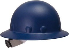 Fibre-Metal - ANSI Type I, Class G Rated, 8-Point, Ratchet Adjustment Hard Hat - Size 6-1/2 to 8, Blue, Full Brim - Benchmark Tooling