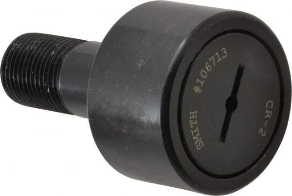 Accurate Bushing - 2" Roller Diam x 1-1/4" Width, 7/8" Stud Diam x 2" Length, Stud Cam Follower - Steel, 1" Thread Length, 7/8-14 Thread, 3-1/4" OAL, 10,370 Lb Dynamic Cap, 10,700 Lb Static Cap - Benchmark Tooling