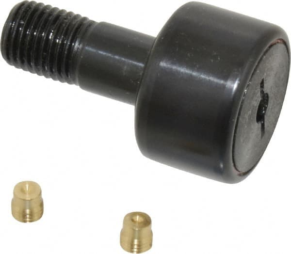 Accurate Bushing - 1" Roller Diam x 5/8" Width, 7/16" Stud Diam x 1" Length, Stud Cam Follower - Steel, 1/2" Thread Length, 7/16-20 Thread, 1-5/8" OAL, 3,030 Lb Dynamic Cap, 3,100 Lb Static Cap - Benchmark Tooling