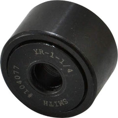 Accurate Bushing - 3/8" Bore, 1-1/4" Roller Diam x 3/4" Roller Width, Steel Yoke Cam Follower - 4,470 Lb Dynamic Load Capacity, 13/16" Overall Width - Benchmark Tooling