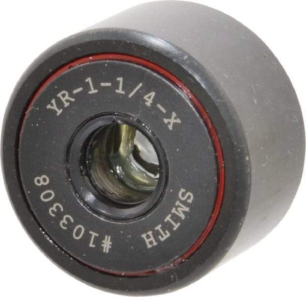 Accurate Bushing - 3/8" Bore, 1-1/4" Roller Diam x 3/4" Roller Width, Steel Yoke Cam Follower - 4,470 Lb Dynamic Load Capacity, 13/16" Overall Width - Benchmark Tooling