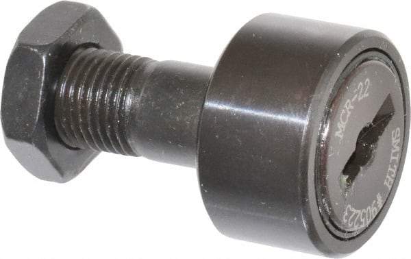 Accurate Bushing - 22mm Roller Diam x 12mm Width, 10mm Stud Diam x 23mm Length, Stud Cam Follower - Steel, 12mm Thread Length, M10x1 Thread, 36mm OAL, 5,700 N Dynamic Cap, 6,500 N Static Cap - Benchmark Tooling