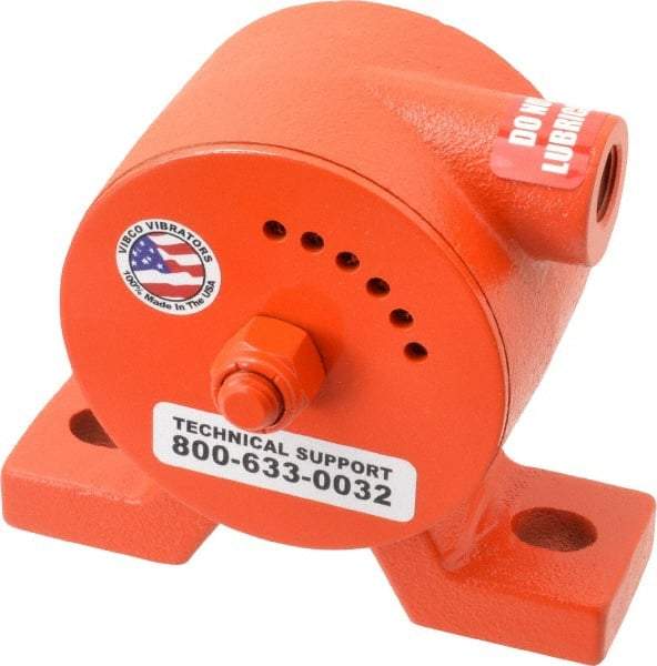 Vibco - 600 Lb. Force, 11 Cubic Feet per Minute, 6,800 RPM, 69 Decibel, Pneumatic Vibrator - 5-5/16" Long x 1-1/2" Wide x 4-5/8" High, 3/8 Port Inlet - Benchmark Tooling