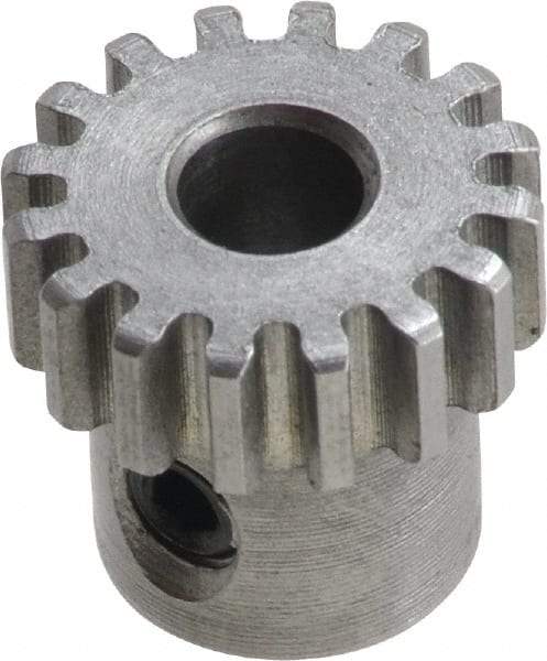 Boston Gear - 32 Pitch, 1/2" Pitch Diam, 16 Tooth Spur Gear - 0.188" Face Width, 3/16" Bore Diam, 0.39" Hub Diam, 14.5° Pressure Angle, Steel - Benchmark Tooling