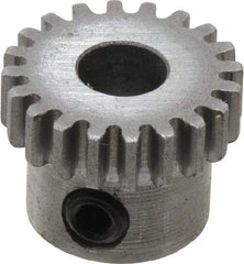 Boston Gear - 32 Pitch, 5/8" Pitch Diam, 20 Tooth Spur Gear - 0.188" Face Width, 1/4" Bore Diam, 0.52" Hub Diam, 14.5° Pressure Angle, Steel - Benchmark Tooling