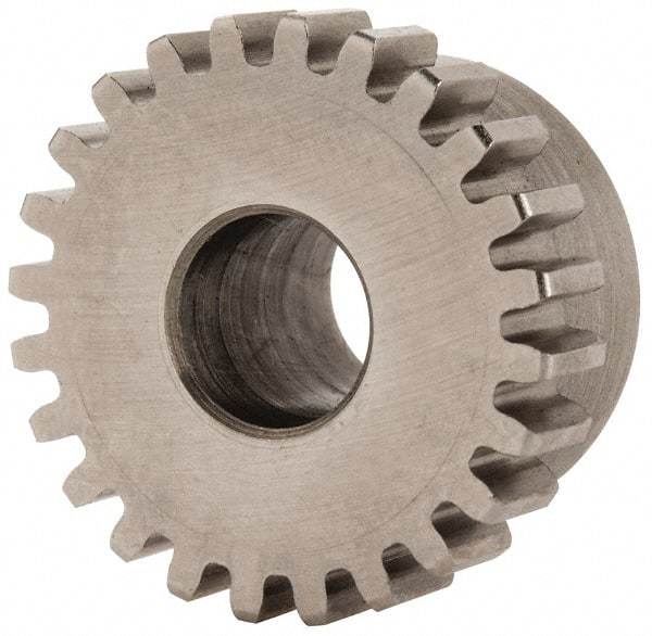 Boston Gear - 24 Pitch, 1" Pitch Diam, 24 Tooth Spur Gear - 1/4" Face Width, 3/8" Bore Diam, 0.87" Hub Diam, 14.5° Pressure Angle, Steel - Benchmark Tooling