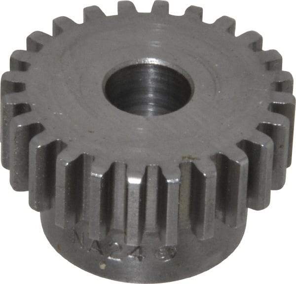 Boston Gear - 20 Pitch, 1.2" Pitch Diam, 24 Tooth Spur Gear - 3/8" Face Width, 3/8" Bore Diam, 0.92" Hub Diam, 14.5° Pressure Angle, Steel - Benchmark Tooling