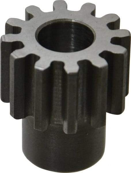 Boston Gear - 16 Pitch, 3/4" Pitch Diam, 12 Tooth Spur Gear - 1/2" Face Width, 3/8" Bore Diam, 0.56" Hub Diam, 14.5° Pressure Angle, Steel - Benchmark Tooling