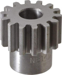 Boston Gear - 16 Pitch, 7/8" Pitch Diam, 14 Tooth Spur Gear - 1/2" Face Width, 3/8" Bore Diam, 0.69" Hub Diam, 14.5° Pressure Angle, Steel - Benchmark Tooling