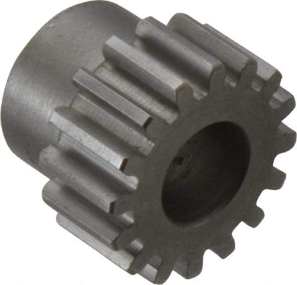 Boston Gear - 16 Pitch, 1" Pitch Diam, 16 Tooth Spur Gear - 1/2" Face Width, 1/2" Bore Diam, 0.81" Hub Diam, 14.5° Pressure Angle, Steel - Benchmark Tooling