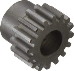 Boston Gear - 16 Pitch, 1" Pitch Diam, 16 Tooth Spur Gear - 1/2" Face Width, 1/2" Bore Diam, 0.81" Hub Diam, 14.5° Pressure Angle, Steel - Benchmark Tooling