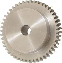 Boston Gear - 16 Pitch, 3" Pitch Diam, 48 Tooth Spur Gear - 1/2" Face Width, 1/2" Bore Diam, 2.19" Hub Diam, 14.5° Pressure Angle, Steel - Benchmark Tooling