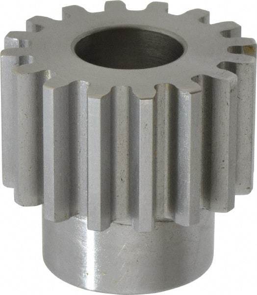 Boston Gear - 10 Pitch, 1.6" Pitch Diam, 16 Tooth Spur Gear - 1" Face Width, 3/4" Bore Diam, 1.22" Hub Diam, 14.5° Pressure Angle, Steel - Benchmark Tooling