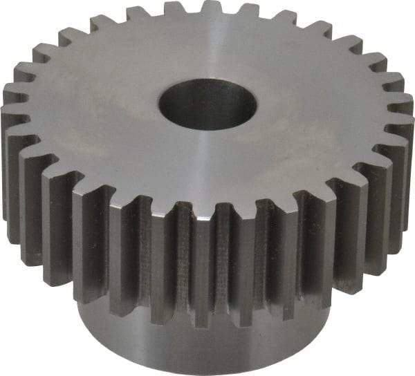 Boston Gear - 10 Pitch, 3" Pitch Diam, 30 Tooth Spur Gear - 1" Face Width, 3/4" Bore Diam, 2.02" Hub Diam, 14.5° Pressure Angle, Steel - Benchmark Tooling