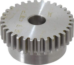 Boston Gear - 16 Pitch, 2" Pitch Diam, 32 Tooth Spur Gear - 0.313" Face Width, 1/2" Bore Diam, 1.7" Hub Diam, 14.5° Pressure Angle, Steel - Benchmark Tooling