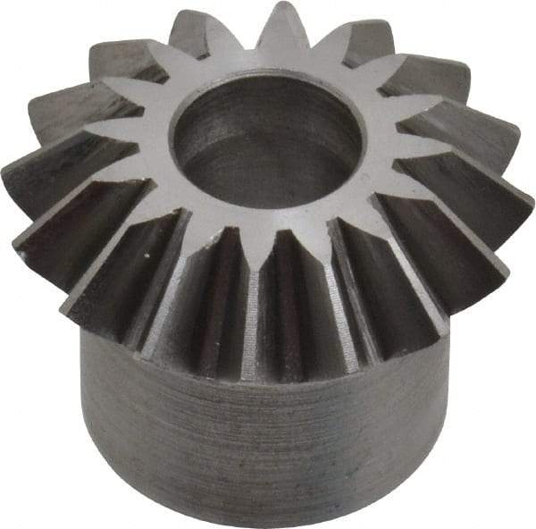 Boston Gear - 16 Pitch, 1" Pitch Diam, 16 Tooth Miter Gear - 0.23" Face Width, 3/8" Bore Diam, 3/4" Hub Diam, 20° Pressure Angle, Steel - Benchmark Tooling