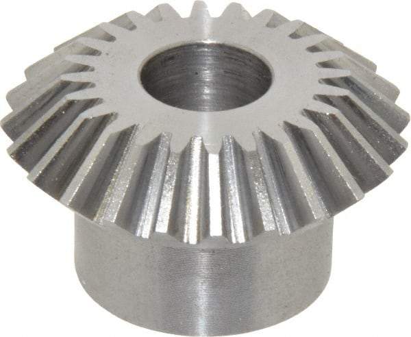 Boston Gear - 16 Pitch, 1-1/2" Pitch Diam, 24 Tooth Miter Gear - 0.32" Face Width, 1/2" Bore Diam, 1" Hub Diam, 20° Pressure Angle, Steel - Benchmark Tooling