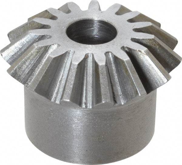 Boston Gear - 12 Pitch, 1-1/4" Pitch Diam, 15 Tooth Miter Gear - 0.29" Face Width, 3/8" Bore Diam, 1" Hub Diam, 20° Pressure Angle, Steel - Benchmark Tooling