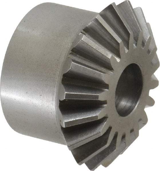 Boston Gear - 12 Pitch, 1-1/2" Pitch Diam, 18 Tooth Miter Gear - 0.33" Face Width, 1/2" Bore Diam, 1-1/4" Hub Diam, 20° Pressure Angle, Steel - Benchmark Tooling