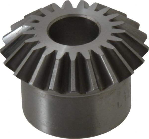 Boston Gear - 12 Pitch, 1-3/4" Pitch Diam, 21 Tooth Miter Gear - 0.4" Face Width, 5/8" Bore Diam, 1.38" Hub Diam, 20° Pressure Angle, Steel - Benchmark Tooling