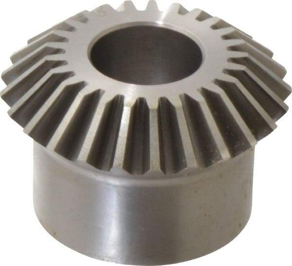 Boston Gear - 10 Pitch, 2-1/2" Pitch Diam, 25 Tooth Miter Gear - 0.56" Face Width, 1" Bore Diam, 2" Hub Diam, 20° Pressure Angle, Steel - Benchmark Tooling