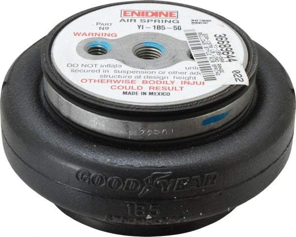 Value Collection - 100 psi Actuation: 570 Lb Ext, 1,525 Lb Compr, 3/8-16 & 3/8-16, 2" Stroke Len, Bellow Single Convolute Air Spring - 3.8" Extended Height, 1.8" Compressed Height, 5.7" Max OD at 100 psi, 220 to 1,370 Lb Capacity - Benchmark Tooling