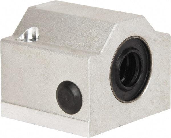 Thomson Industries - 12mm Inside Diam, 350 Lbs. Dynamic Capacity, Closed Single Pillow Block Linear Bearing - 35mm Overall Height x 43mm Overall Width, 23mm Btw Mount Hole Centers - Benchmark Tooling