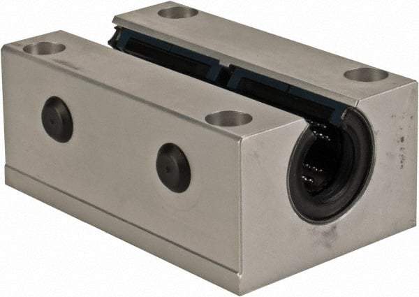 Thomson Industries - 16mm Inside Diam, 4,400 Lbs. Dynamic Capacity, Open Twin Pillow Block Linear Bearing - 35mm Overall Height x 53" Overall Width, 64mm Btw Mount Hole Centers - Benchmark Tooling