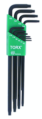10 Piece - T6; T7; T8; T9; T10; T15; T20; T25; T27; T30 - Torx Long Arm L-Key Set - Benchmark Tooling