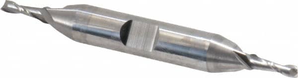 Niagara Cutter - 1/8", 3/8" LOC, 3/8" Shank Diam, 3-1/16" OAL, 2 Flute, Solid Carbide Square End Mill - Double End, Uncoated, Spiral Flute, 30° Helix, Centercutting, Right Hand Cut, Right Hand Flute, Series CD230 - Benchmark Tooling