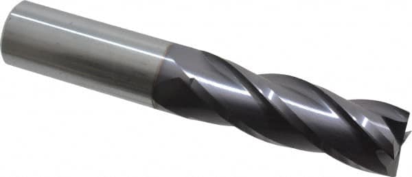 Niagara Cutter - 1", 3" LOC, 1" Shank Diam, 6" OAL, 4 Flute, Solid Carbide Square End Mill - Single End, TiAlN Finish, Spiral Flute, 30° Helix, Centercutting, Right Hand Cut, Right Hand Flute, Series C430 - Benchmark Tooling