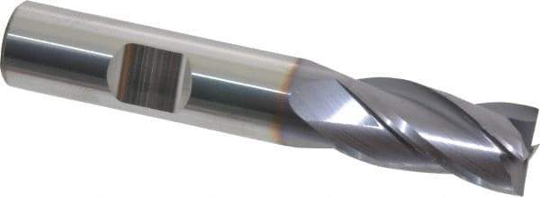 Niagara Cutter - 1/2", 1" LOC, 1/2" Shank Diam, 3" OAL, 4 Flute, Solid Carbide Square End Mill - Single End, TiAlN Finish, Spiral Flute, 30° Helix, Centercutting, Right Hand Cut, Right Hand Flute, Series CNC430 - Benchmark Tooling