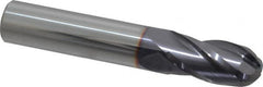 Niagara Cutter - 1/2" Diam, 1" LOC, 4 Flute Solid Carbide Ball End Mill - TiAlN Finish, Single End, 3" OAL, 1/2" Shank Diam, Spiral Flute - Benchmark Tooling