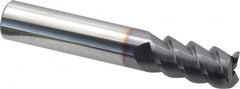 Niagara Cutter - 1/2", 1" LOC, 1/2" Shank Diam, 3" OAL, 3 Flute, Solid Carbide Square End Mill - Single End, TiAlN Finish, 60° Helix, Centercutting, Right Hand Cut, Series C360 - Benchmark Tooling