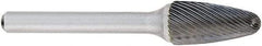 OSG - 3/4" Cut Diam, 1/4" Shank Diam, Tree Head Fluted Cut Burr - Carbide, Radius End, 1" LOC, 2" OAL - Benchmark Tooling