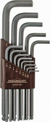 Paramount - 13 Piece L-Key Ball End Hex Key Set - Hex Range 0.05 to 3/8", 7-1/4" OAL, Steel - Benchmark Tooling