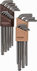 Paramount - 22 Piece L-Key Ball End Hex Key Set - Hex Range 0.05 to 3/8", 7-1/4" OAL, Steel - Benchmark Tooling