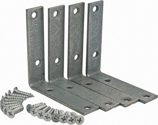 Value Collection - 3" Long x 3/4" Wide, Steel, Corner Brace - Galvanized - Benchmark Tooling