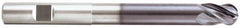 Niagara Cutter - 3/8" Diam, 1/2" LOC, 4 Flute Solid Carbide Ball End Mill - TiAlN Finish, Single End, 6" OAL, 3/8" Shank Diam, Spiral Flute - Benchmark Tooling