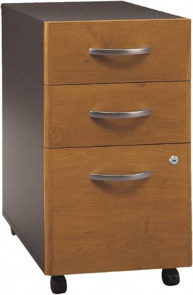 Bush Business Furniture - 15-3/4" Wide x 27.88" High x 20-1/4" Deep, 3 Drawer Pedestal - Laminate Over Wood, Natural Cherry & Graphite Gray - Benchmark Tooling