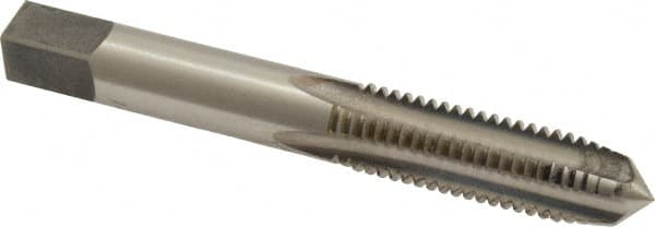 Made in USA - M10x1.50 Metric Coarse 4 Flute Bright Finish High Speed Steel Straight Flute Standard Hand Tap - Plug, Right Hand Thread, 2-15/16" OAL, 1-1/4" Thread Length, H11 Limit, 0.005" Oversize - Exact Industrial Supply