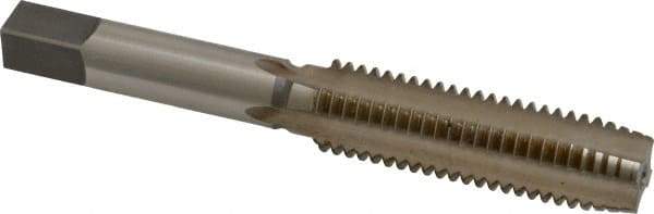 Made in USA - M12x1.75 Metric Coarse 4 Flute Bright Finish High Speed Steel Straight Flute Standard Hand Tap - Plug, Right Hand Thread, 3-3/8" OAL, 1-21/32" Thread Length, H11 Limit, 0.005" Oversize - Exact Industrial Supply