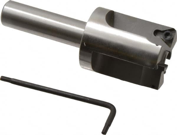 Everede Tool - 1-1/4 Inch Diameter, Interchangeable Pilot, Straight 1/2 Inch Shank Diameter, 3 Insert, Indexable Counterbore - 3.2 Inch Overall Length, TPGH 215 Insert, 5/16 Inch Pilot Hole Diameter Compatibility - Benchmark Tooling