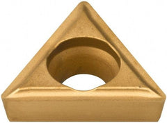 Everede Tool - TPGH215 Grade CVM2 Carbide Turning Insert - TiN Finish, 60° Triangle, 1/4" Inscr Circle, 3/32" Thick, 1/64" Corner Radius - Benchmark Tooling
