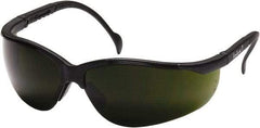 PYRAMEX - Green Lenses, Framed Safety Glasses - Scratch Resistant, Black Nylon Frame, Adjustable Temples, Size Universal, Wrap Around - Benchmark Tooling